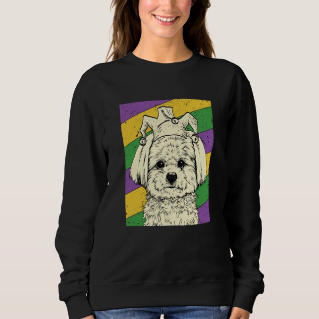 Maltese Jester Mardi Gras Dog Mom or Dad Sweatshirt (Vorderseite)