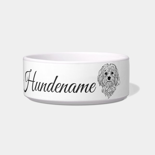 Maltese Minimalist Line Art personalized bowl Napf (Vorderseite)