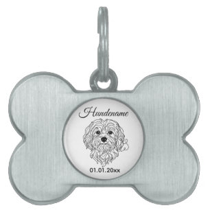 Maltese Minimalist Line Art Personalized Tag Tiermarke