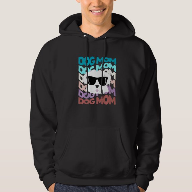 Maltese Mom  Cool Retro Dog Mom Hoodie (Vorderseite)
