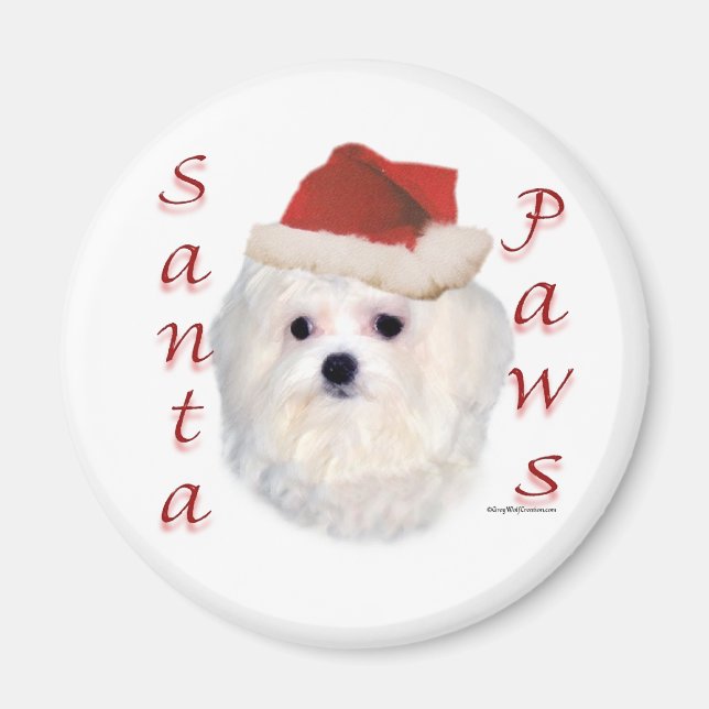 Maltese Santa Paws Magnet (Vorne)