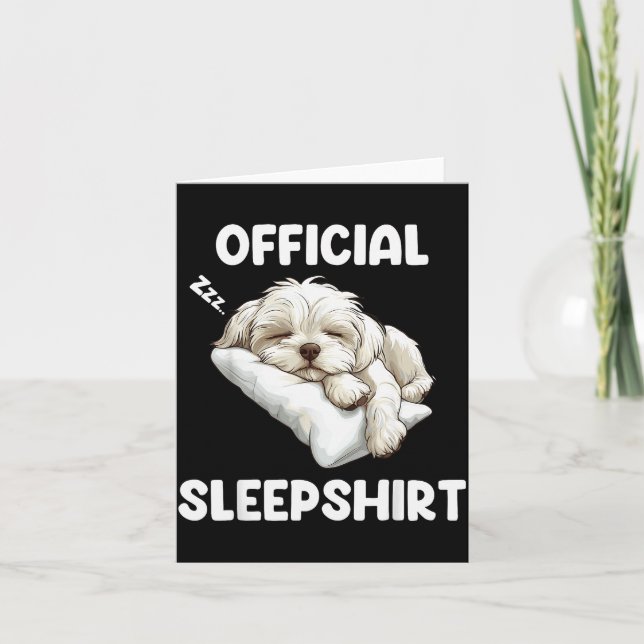 Maltese Sleepshirt Cute Dog Lover Pajama Sleepwear Karte (Vorderseite)