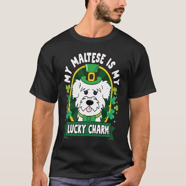 Maltese St Patricks Lucky Charm Mom Dad T-Shirt (Vorderseite)