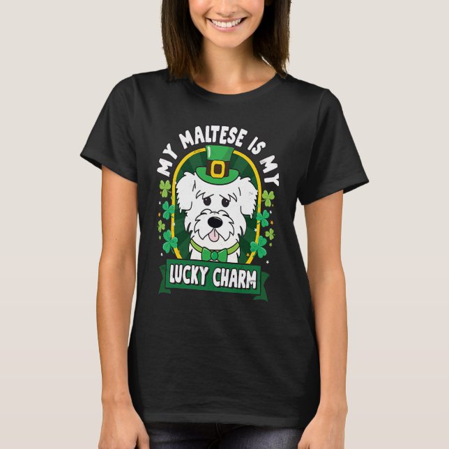 Maltese St Patricks Lucky Charm Mom Dad T-Shirt (Vorderseite)