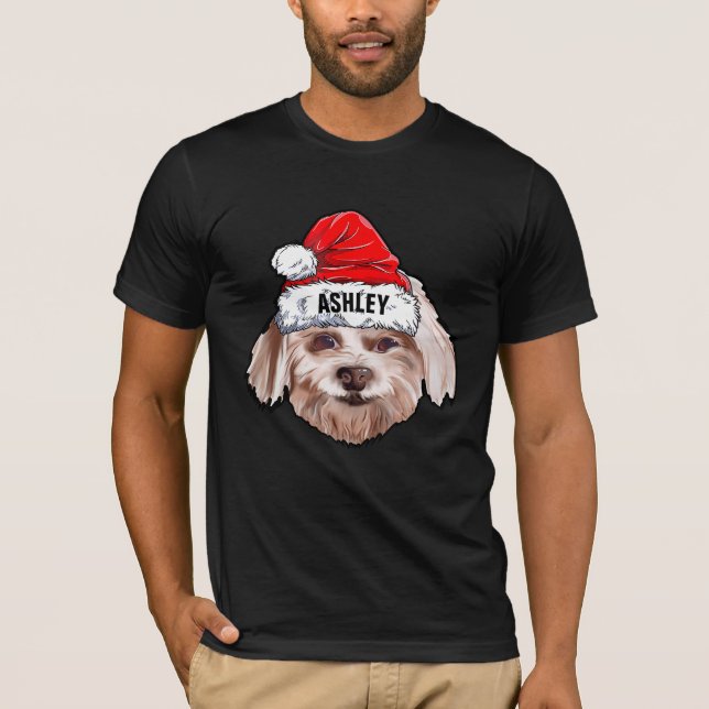 Maltese Terrier Christmas Hat Dog Big T-Shirt (Vorderseite)