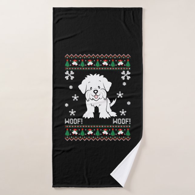 Maltese Ugly Christmas Sweater Badehandtuch (Badehandtuch)