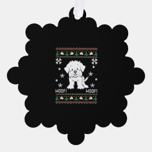 Maltese Ugly Christmas Sweater Ornament Karte