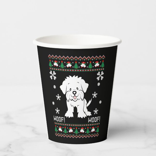 Maltese Ugly Christmas Sweater Pappbecher (Vorderseite)