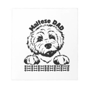 Maltese-Vater Schwarz-Weiß-Design Malteser Hund Notizblock