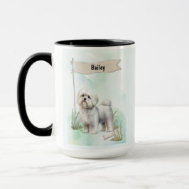Maltese Watercolor Personalized Dog Tasse