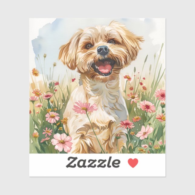 Maltese Watercolor Sticker (Blatt)