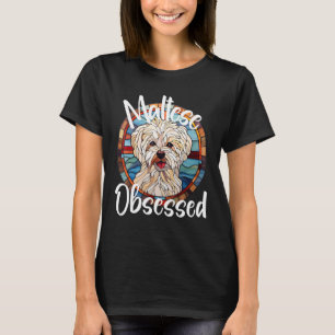 Malteser besessene Hundemutter Welpe Farbige Tier T-Shirt
