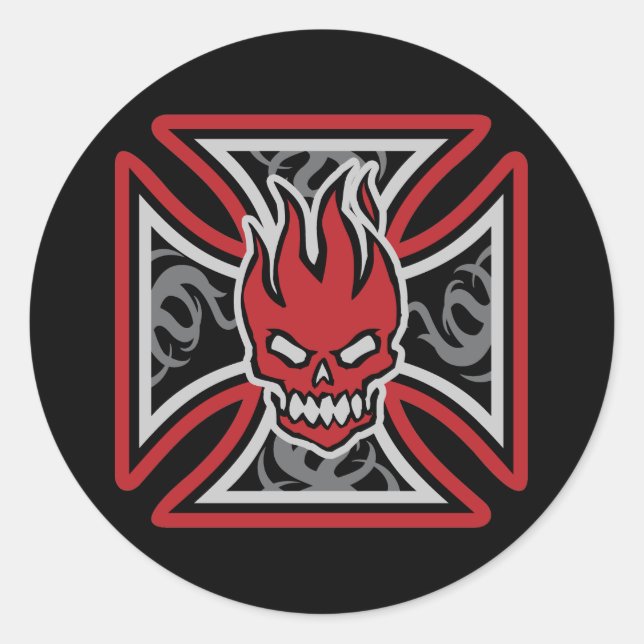 Malteser flammende Skull Stickers (Vorderseite)