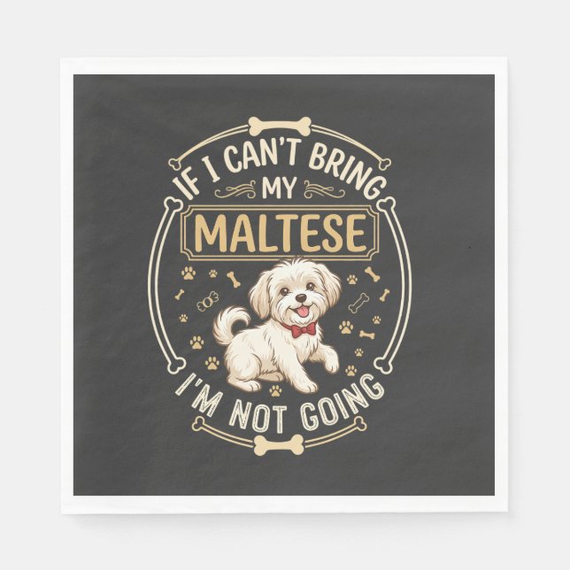 Malteser Geht Nicht Hund Rot Fliege Knochen Rahmen Serviette (Vorderseite)