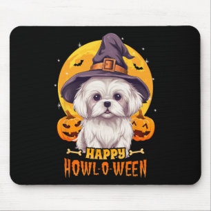 Malteser Halloween-Hundeschlitten oder sonniges Ha Mousepad