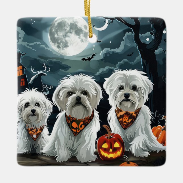 Malteser Halloween Spooky Keramikornament (Vorderseite)