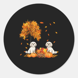 Malteser Herbstlaub Hundeliebhaber Halloween Dank Runder Aufkleber