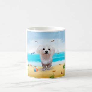 Malteser Hund am Strand Kaffeetasse