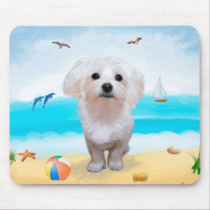 Malteser Hund am Strand Mousepad