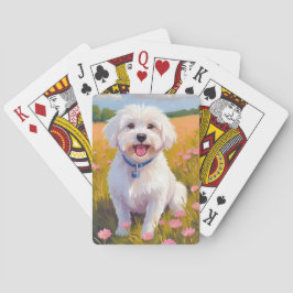Malteser | Hund Blumenfeld Malerei Spielkarten