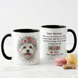 Malteser-Hund-Blumenkrone-Aquarell-Kunst-Kaffeetas Tasse