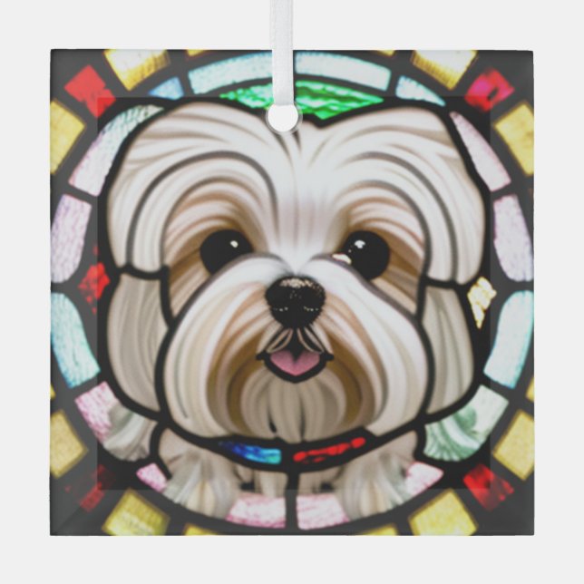 Malteser Hund "Festglas" Ornament Aus Glas (Vorderseite)