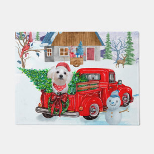 Malteser Hund in Weihnachten Lkw Schnee Fußmatte