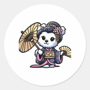 Malteser Hund Kimono Runder Aufkleber