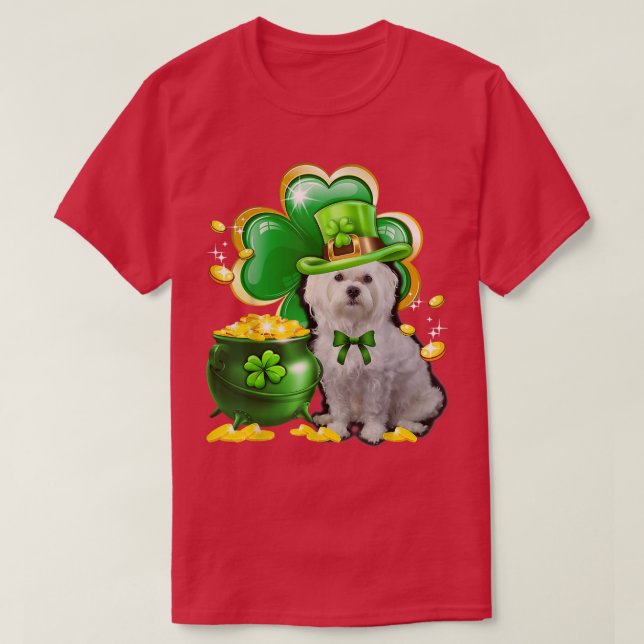 Malteser Hund Kleeblatt St Patricks Day Dog irisch T-Shirt (Design vorne)