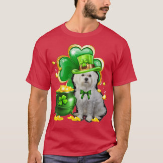 Malteser Hund Kleeblatt St Patricks Day Dog irisch T-Shirt