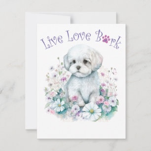 Malteser Hund Mama Floral Mitteilungskarte