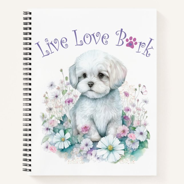 Malteser Hund Mama Floral Notizbuch (Vorderseite)
