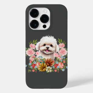 Malteser Hund mit Blume, Niedlich maltesischer Wel Case-Mate iPhone 14 Pro Hülle