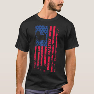 Malteser Hund Patriotische amerikanische Flagge 4. T-Shirt