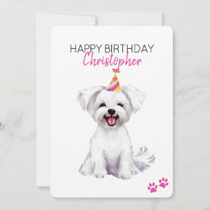 Malteser Hund Personalisiert Happy Geburtstag Karte