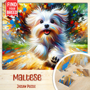 Malteser-Hund-Porträt Acryl-Kunst-Druck Hundeliebh Puzzle