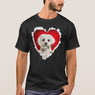 Malteser Hund Rose Herzstück Valentinstag Paar Män T-Shirt