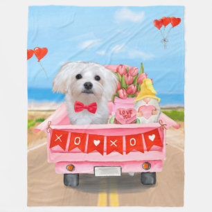 Malteser-Hund Valentinstag-Lieferwagen Fleecedecke