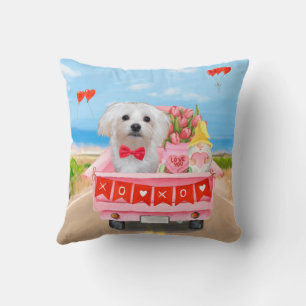 Malteser-Hund Valentinstag-Lieferwagen Kissen