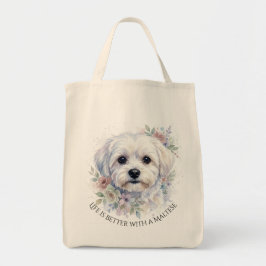 Malteser-Hund Vorder- und Rückansicht Aquarell-Tra Tragetasche