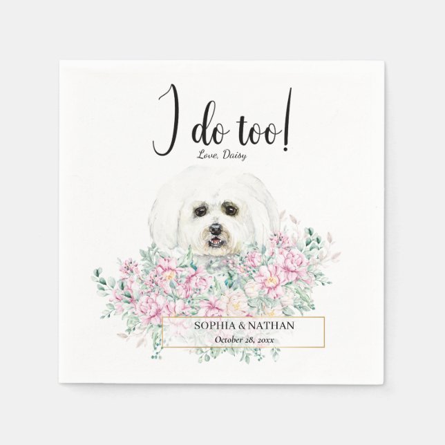 Malteser Hund Wedding Cocktail Napkins Serviette (Vorderseite)