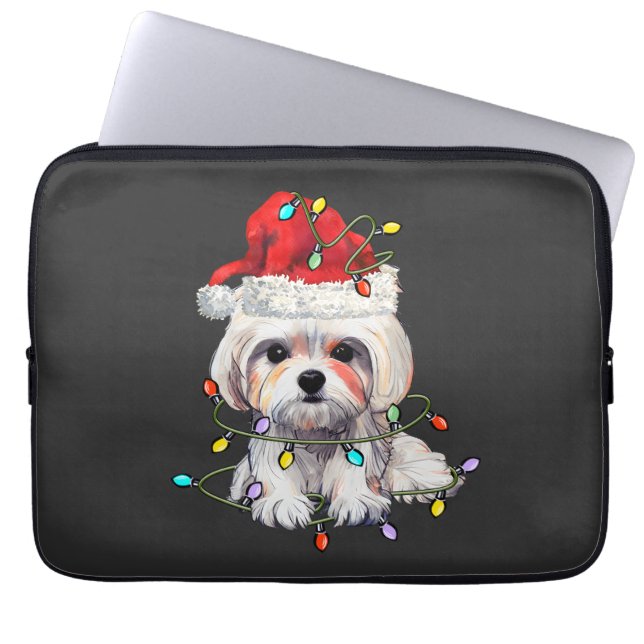 Malteser Hund Weihnachten, maltesischer Hund Laptopschutzhülle (Vorderseite)