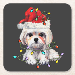 Malteser Hund Weihnachten, maltesischer Hund Rechteckiger Pappuntersetzer