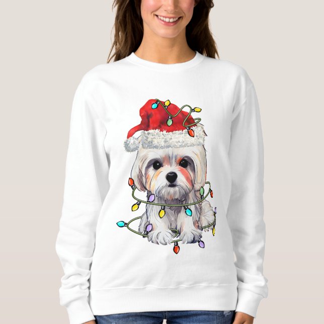 Malteser Hund Weihnachten, maltesischer Hund Sweatshirt (Vorderseite)