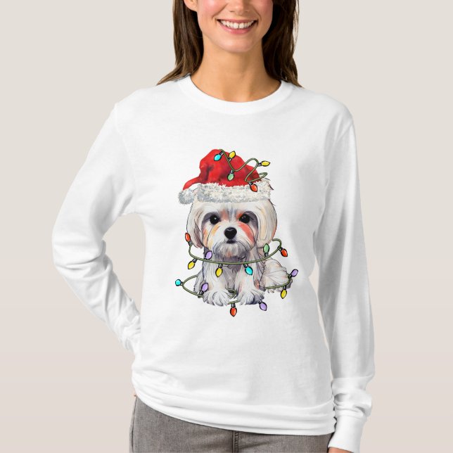 Malteser Hund Weihnachten, maltesischer Hund T-Shirt (Vorderseite)