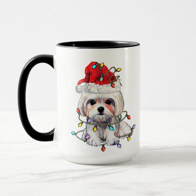 Malteser Hund Weihnachten, maltesischer Hund Tasse (Links)