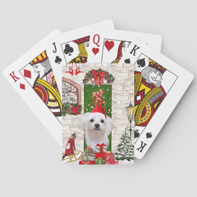 Malteser Hund Weihnachten Spielkarten (Rückseite)