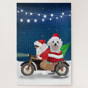 Malteser Hund Weihnachten Weihnachtsmann Puzzle