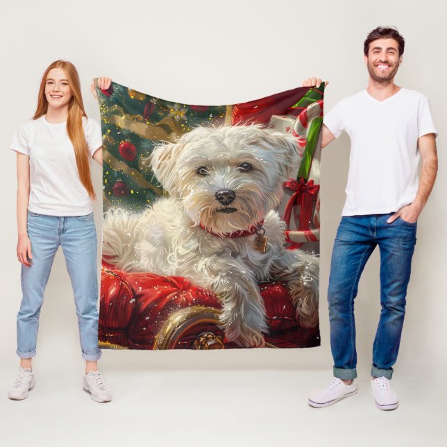 Malteser Hund Weihnachtsfest Fleecedecke (Beispiel)