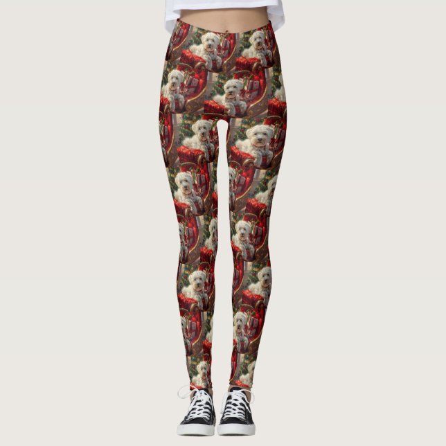 Malteser Hund Weihnachtsfest Leggings (Vorderseite)